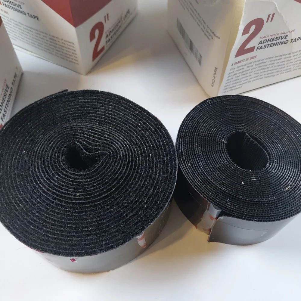 (4) Stronghold 2 Inch Adhesive Fastening Mounting Tape Hook And Loop 5 Yard Set